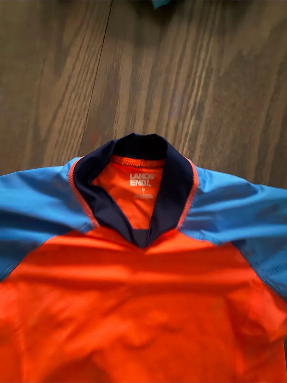 Lands' End Orange and Light Blue Short-Sleeve Kids Rashguard